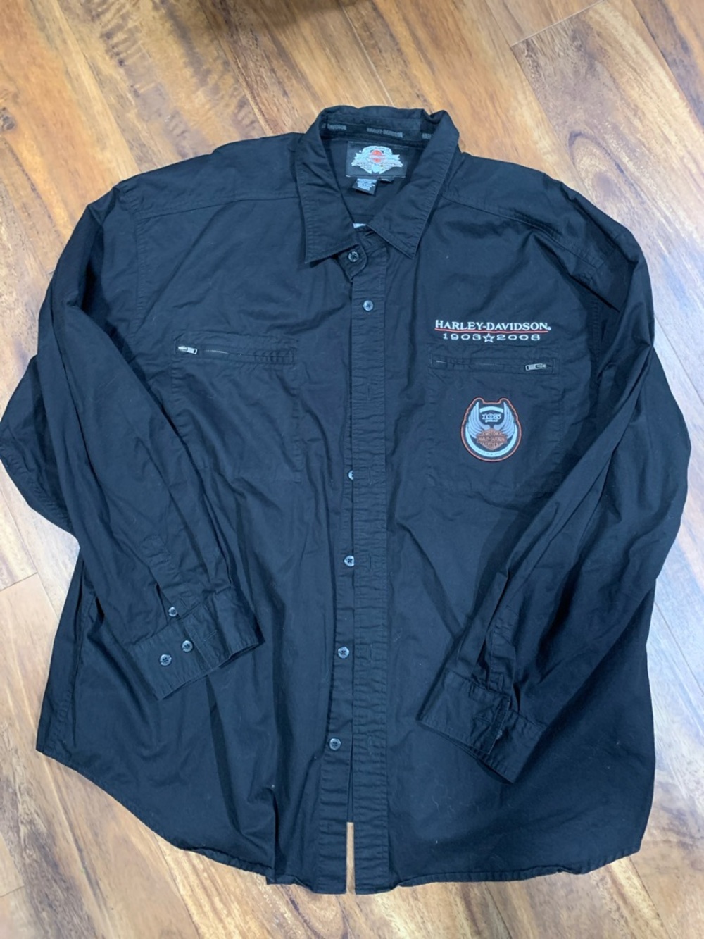 RARE Harley-Davidson Men's Black Long Sleeve Button-Up Embroided Shirt SKU086